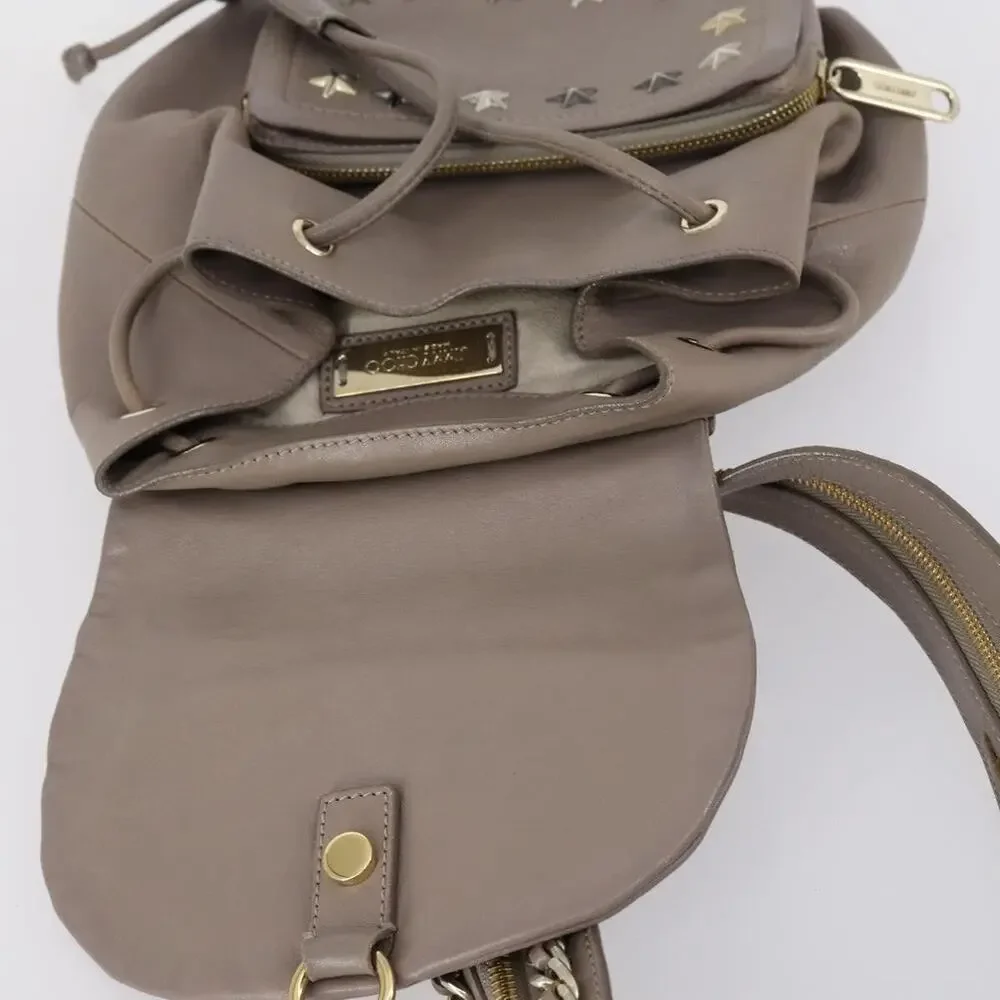 Jimmy Choo Leather Studs Backpack Beige